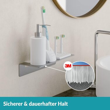 WEISSENSTEIN Badablage without Drilling from Stainless Steel - Self-Adhesive Shelf for the Bathroom - 14 x 9.5 x 5 cm (24 cm, Silver)