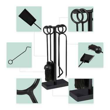 Relaxdays 5-Piece Fireplace Tool Set