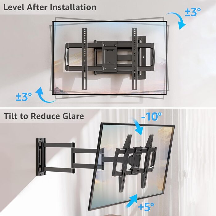 Кріплення для телевізора MOUNTUP 962mm з подовженою ручкою для телевізорів 42-75 дюймів (до 45 кг), поворотне та нахильне, VESA 600x400mm, EU0047-L