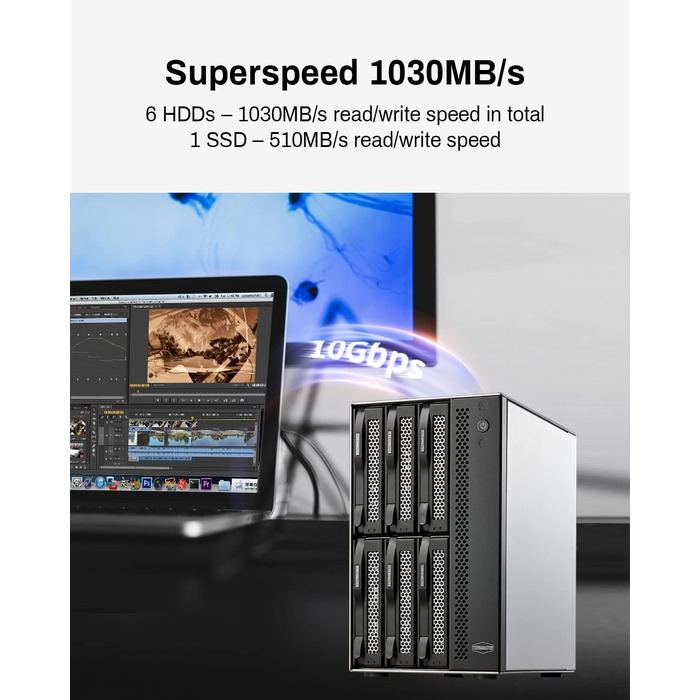 TERRAMASTER Корпус для жорстких дисків 4 відсіки, Rackmount, USB 3.2 Gen2, 10 Gbit/s, Hot-Swap, Plug-and-Play (без HDD), D6-320