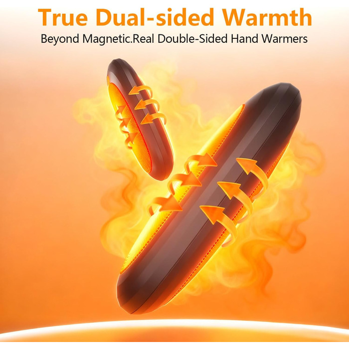 Електричні грілки для рук 2 шт. 4000mAh з зарядним кейсом 10000mAh, 3 режими нагріву, USB-C, для катання на лижах, кемпінгу, подарунок (Чорний)