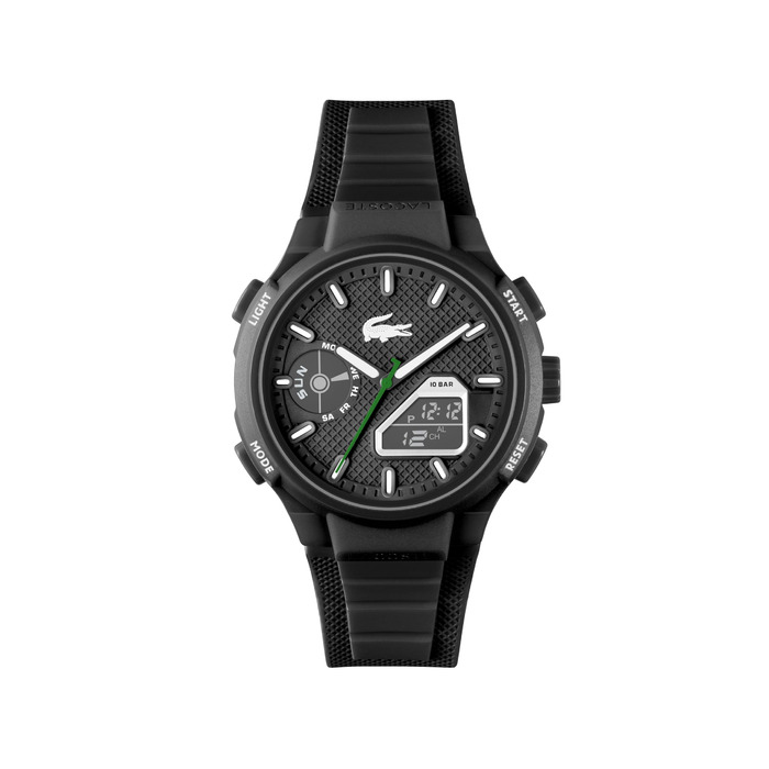 Чоловічий годинник Lacoste LC33 аналогово-цифровий кварцовий з силіконовим браслетом - унісекс, чорний