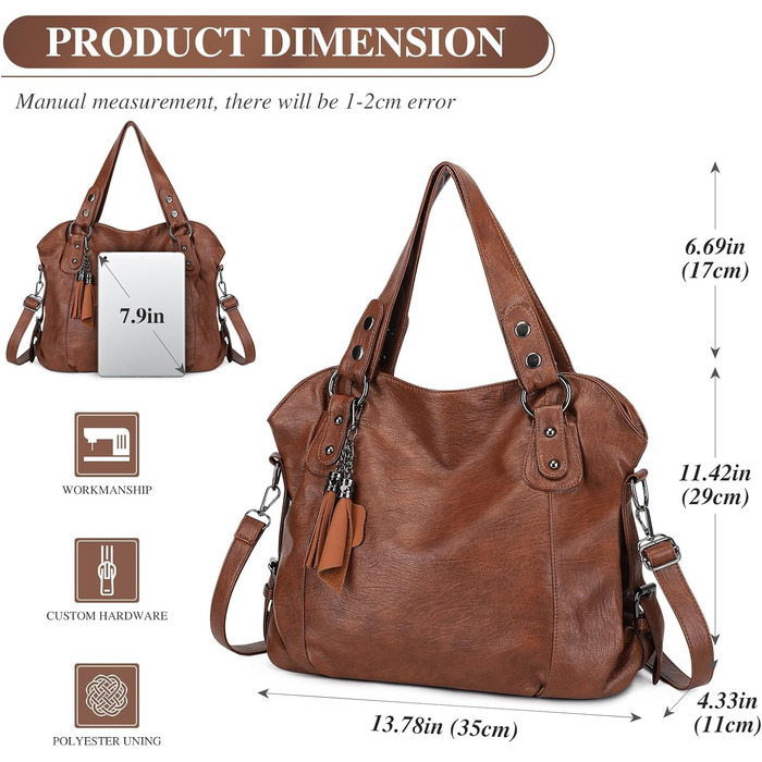 Сумка жіноча VINBAGGE з PU шкіри, шопер, коричнева (G-braun) для офісу та на кожен день