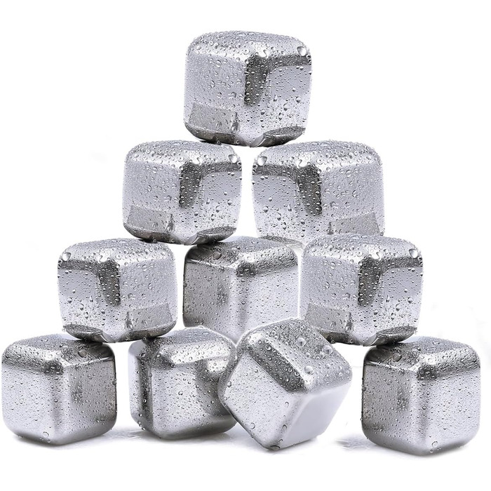 Камені для охолодження напоїв FLOW Barware: набір з 10 шт. з нержавіючої сталі для віскі, вина та джину