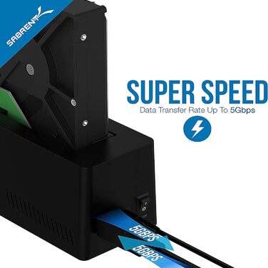 Док-станція SABRENT для HDD/SSD 2.5' та 3.5' SATA з USB A 5Gbps, UASP, 1 відсік