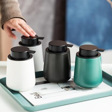 Дозатор для мила XUDREZ, 380 мл, кераміка, для кухні, наповнюваний, чорний