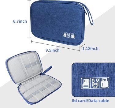 Органайзер для кабелів та аксесуарів для подорожей, синій A-navy