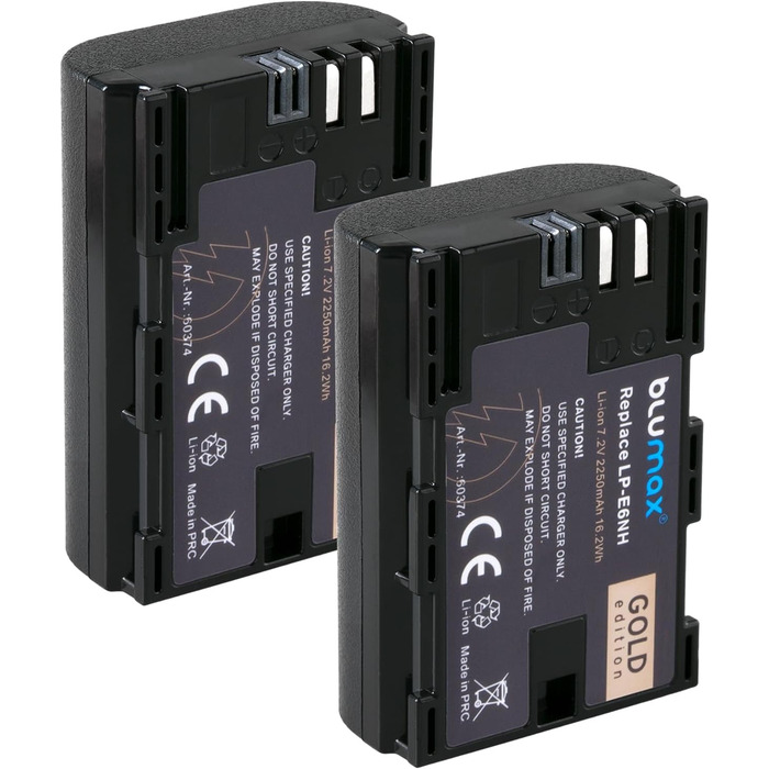 Акумулятор Blumax LP-E6NH для Canon EOS R5, R6, R7, 5D Mark IV, 90D (2250mAh) + Зарядний пристрій Slim Dual LP-E6