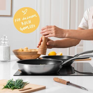 Набір сковорідок SILBERTHAL Induktion: 2 шт. (28 см + 24 см), нержавіюча сталь, індукційне дно, антипригарне покриття