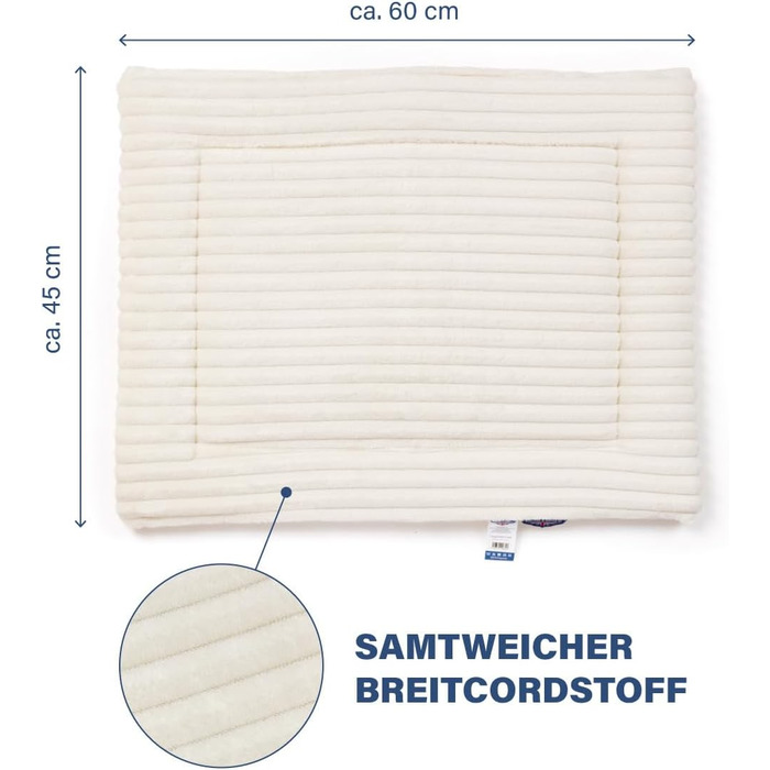 Килимок для собак Wallace & Jones Cardi, 60 x 45 см, бежевий, для маленьких собак, знімний, плюшевий