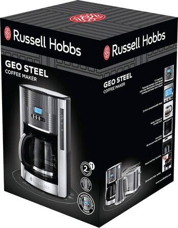 Тостер Russell Hobbs Geo з нержавіючої сталі сірого кольору (2 слоти, для тостів та бурітців, 6 рівнів підсмажування, функція розморожування та підігріву, швидка технологія підсмажування, 1640W) 25250-56