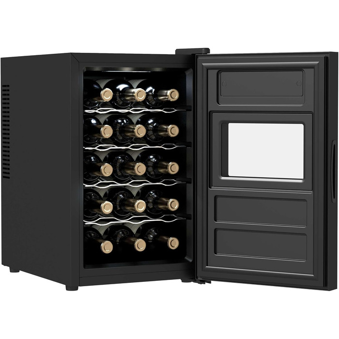Cecotec Bolero GrandSommelier 830 CoolWood Wine Refrigerator, Thermoelectric, Quiet and High Performance, Adjustable Temperature: 8-18ºC, Touch Control Panel, Displays, Eco-friendly. (15 Bottles, Black)