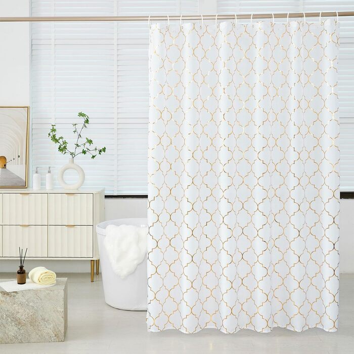 Штора для душу 180x200 см Phnom Penh Квіти, антигрибкова, водовідштовхувальна, поліестер, з кільцями (1 шт)