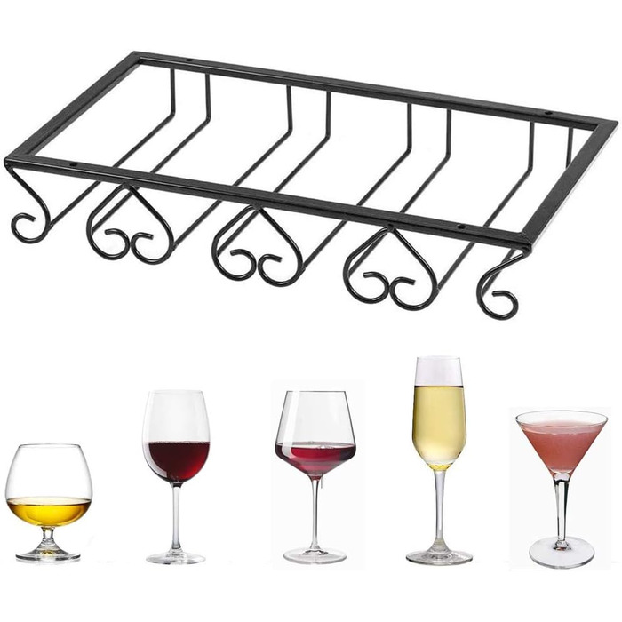 Підвісний тримач для келихів, тримач для вина, металевий, на 4 келихи, з кріпленням, для бару, шафи для вина, кухні
