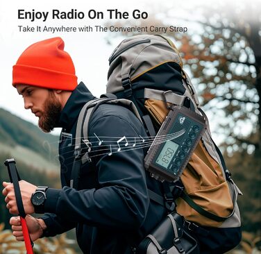 Радіо на ручному привіді AM/FM/SW з акумулятором 12000mAh, ліхтарик та SOS-сигнал, для туризму та кемпінгу, блакитне