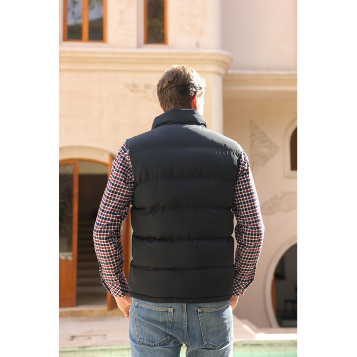 Стьобана жилетка чоловіча Allthemen з коміром-стійкою, спортивна, легка, чорна, XL