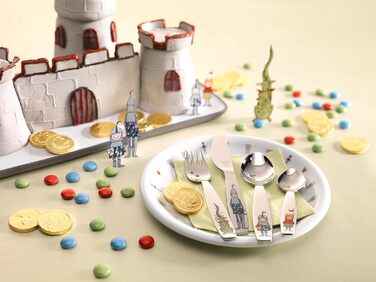 Набір дитячого посуду Zwilling Kinderbesteck Set, 4-piece, з тисненням зображень тварин, для дітей від 3 років, нержавіюча сталь 18/10, упаковка без пластику (Ritter Eckbert)