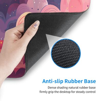 Килимок для миші Japanisches Mauspad, 90 x 40 см, стиль Аніме, дизайн Арт, великий ігровий килимок, для клавіатури та столу, антиковзаюча гумова основа, прошиті краї, для дому та офісу (X-Large, Рожевий, Фіолетовий, Хмара)