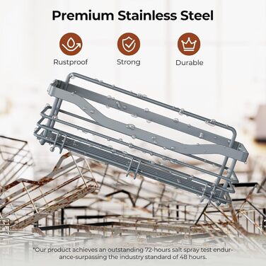 Набір душових корзинок Orimade з 5 гачками, 3 шт. (чорний, сірий) - без свердління, нержавіюча сталь SUS304