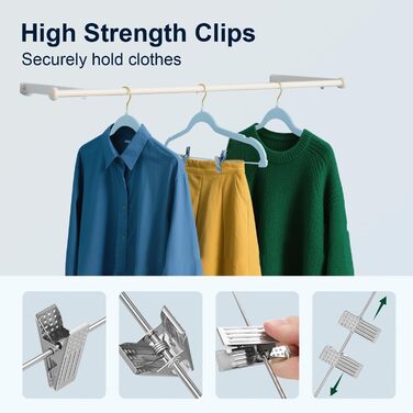 Набір вішалок для одягу Stormix 24 шт. з кліпсами, 42 см, для штанів, спідниць, суконь, курток, пальто (рожево-золоті гачки)