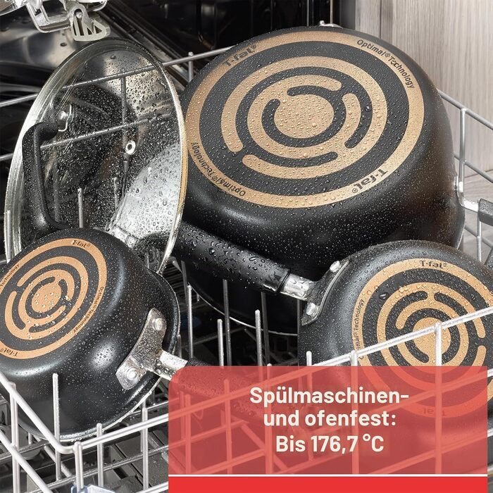 Набір антипригарного посуду T-fal Signature, 12 предметів, термостійкий до 350°C, каструлі та сковорідки, чорний
