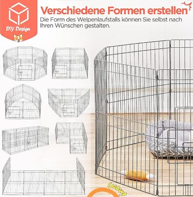 Yaheetech 8-Panel Folding Dog Playpen - 61cm High, Indoor/Outdoor Pet Pen with Door, Flexible & Portable, Easy Assembly - Suitable for Dogs, Cats, Puppies, Rabbits