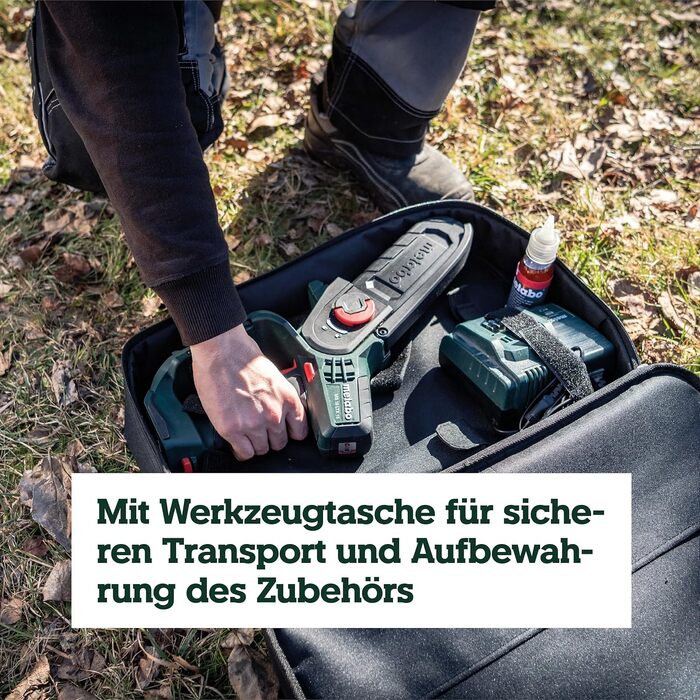Акумуляторна сукова пила Metabo MS 18 LTX 15 (18V) для обрізки дерев, шина 15 см, з АКБ 2Аг та зарядним пристроєм