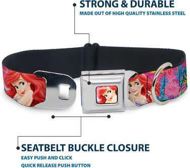 Нашийник для собак Buckle Down Ariel, рожево-блакитний, повний колір, розмір L (15-26 дюймів, 2.5 см)