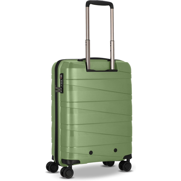 Чохол-валіза REDOLZ Hartschalen Check-in Essentials 10 | Великий XL валіза-ролер 50 x 30 x 76 см з легкого поліпропілену | 4 подвійні колеса, TSA | Зелений металік