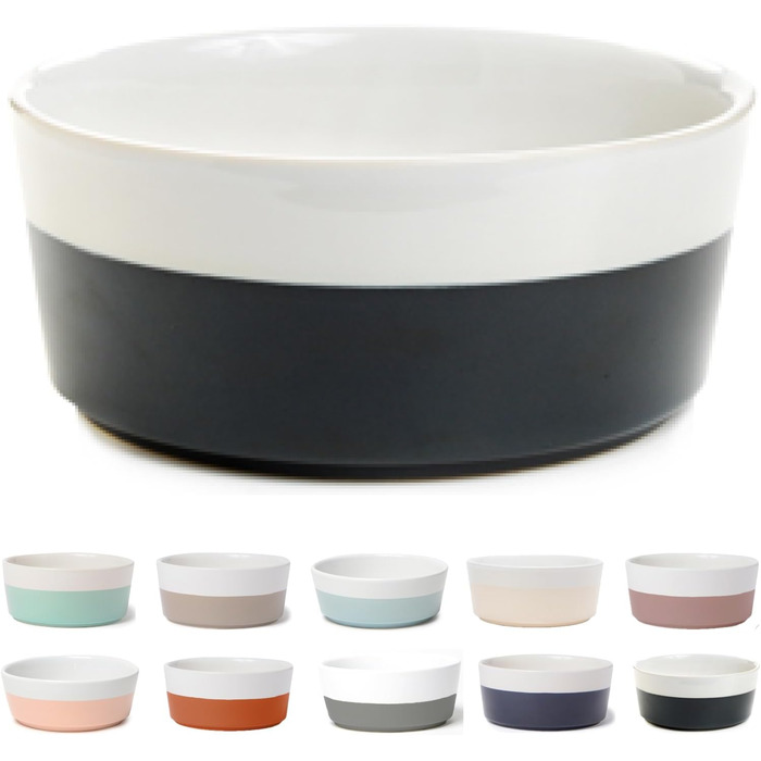 Миска для собак Waggo Dipper Ceramic - велика, чорна, середнього розміру, для всіх порід, міцна, миється в посудомийній машині