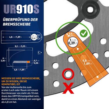 Замок на гальмівний диск URBAN UR910S з сигналізацією 120 дБ, нагадувальний кабель 140 см, подвійне блокування 10 мм, сертифікат SRA, нержавіюча сталь для мотоцикла