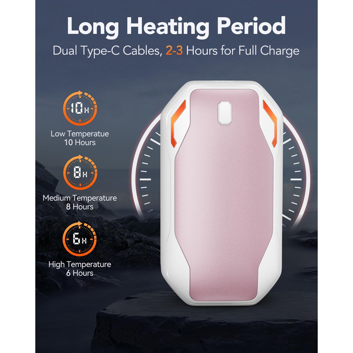 Електричні грілки для рук PHEJIE, 2 шт. - 3 режими нагріву, портативні, для активного відпочинку, кемпінгу, подарунок для жінок та чоловіків (рожево-білі)