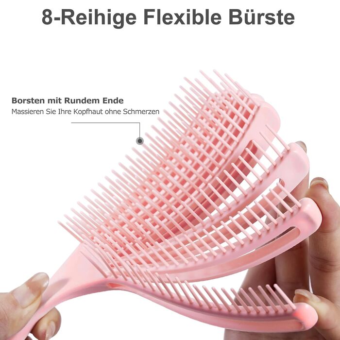 Щітка для кучерявого волосся: розплутування, розгладження, для мокрого та сухого волосся, зменшення пошкоджень, для жінок, чоловіків, дітей (Рожевий/Блакитний)