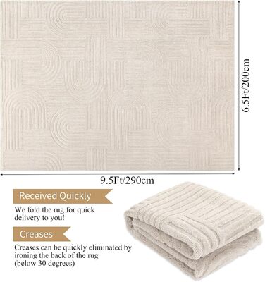 Теппих для вітальні 160x230 см, великий пухнастий килим з коротким ворсом, сучасний, з 3D ефектом, неслизький, для кухні, спальні, вітальні, їдальні, бежевий