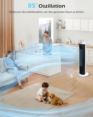 Вентилятор вежовий Aigostar Leise Turmventilator 76 см з осциляцією та таймером, 45 Вт