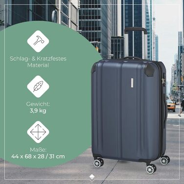 Тролей-валіза Travelite CITY: містка, розширювана, 68 см, 78-86 л, TSA замок