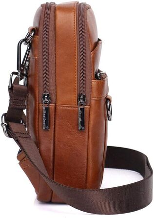 Шкіряна сумка-месенджер через плече Crossbody для чоловіків та жінок, коричнева