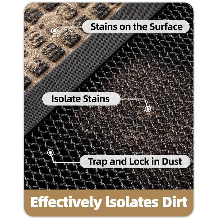 Килимок для дому та вулиці COLOR&GEOMETRY 43x76 см - антиковзаюча, легко миється, для входу, сірий/чорний