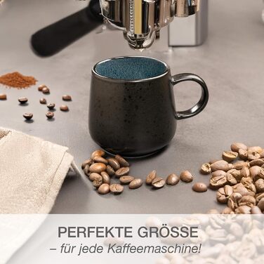 Набір чашок Moritz & Moritz SOLID 6 шт. Чорний/Синій - 400 мл, з кераміки, для кави, чаю, мікрохвильової печі, посудомийної машини