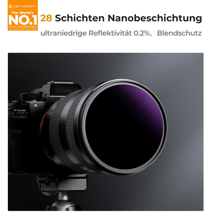 Фільтр K&F Concept Nano-X Serie 82mm ND1000000 - нейтральний фільтр (20 ступенів затемнення) для фотографії небесних явищ