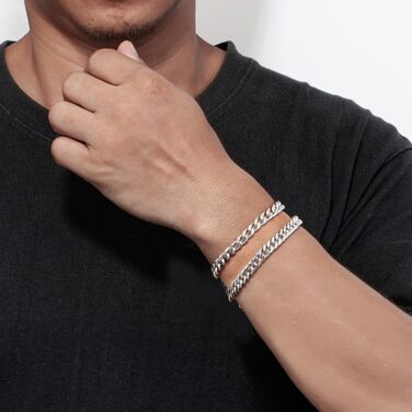 Чоловічі браслети XIANNVXI: набір з двох браслетів з нержавіючої сталі (срібло, золото, чорний). Браслети-панцер для чоловіків, 8 мм, довжина 19/21/23 см. Чудовий подарунок для чоловіків.