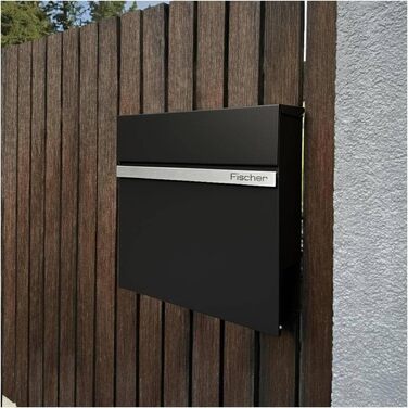 Поштова скринька Metzler з газетницею Anthrazit, персоналізована з табличкою з нержавіючої сталі V2A, порошкове покриття RAL 7016 Anthrazit - Stelio (RAL 9005)