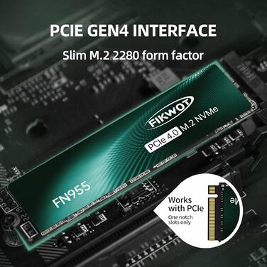 SSD накопичувач 1TB M.2 PCIe Gen4 з графітовим охолодженням - 7350 MB/s, SLC кеш, для ноутбуків та ПК