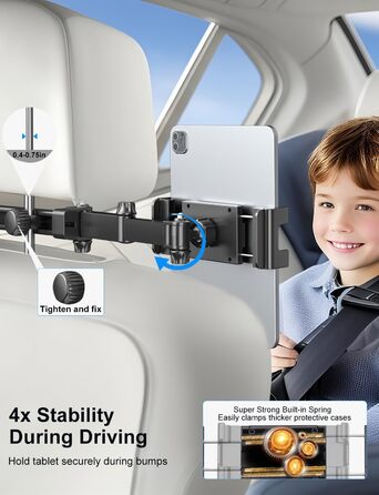 Тримач для планшета в авто PLDHPRO: кріплення на підголівник, сумісний з iPad, Samsung, Android, FireHD, 5.1'-15.6'