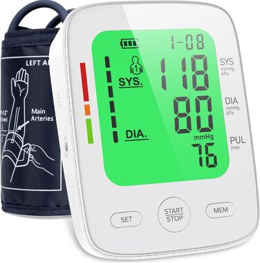Тонометр на плече для дому | Великий дисплей, визначення аритмії, 2 x 99 пам'ять | 22-42 см