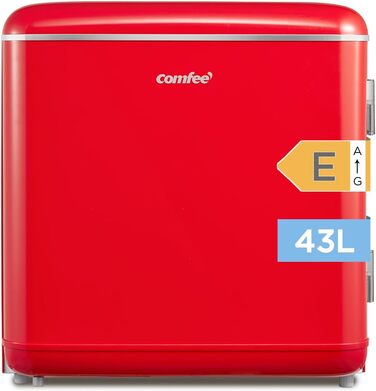 Холодильник Comfee RCD50RE2EURT(E) Retro, 47 літрів, червоний. Компактний міні-холодильник для дому, офісу, готелю. Енергоклас E