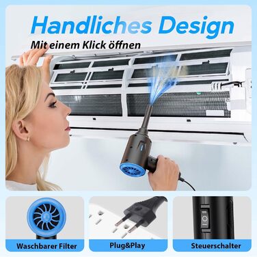 Електричний пилосос для очищення поверхонь - 500W, 5.74oz, комплект для ноутбука, клавіатури, авто, офісу (блакитний)