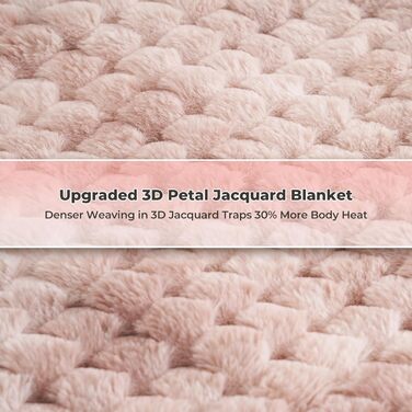 Електричний килим-плед CURECURE з підігрівом 130x180 см, 3D жакард, плюш та фланель, 6 режимів нагріву, таймер 1-10 годин, для ліжка, дивану, офісу (Рожевий)