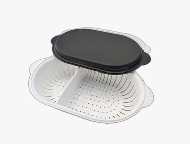 Tupperware Super Servierstar 2,5 л з термоситом, кухонний термоконтейнер з друшляком, чорний/білий, для зберігання та подачі їжі, підтримує тепло, кухонний посуд