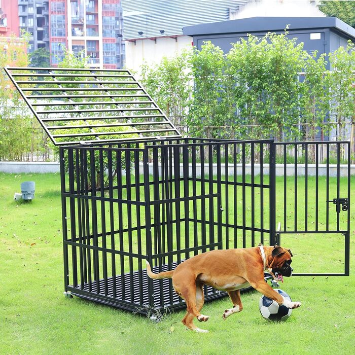Кіяж для собак BingoPaw XXXL: міцна переносна клітка-вольєр з перегородкою, 2 дверцятами та піддоном, для великих та середніх собак, 130x100x100 см